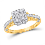 14kt Yellow Gold Womens Baguette Diamond Square Ring 3/4 Cttw