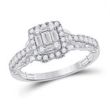 14kt White Gold Womens Baguette Diamond Square Ring 3/4 Cttw