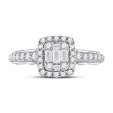 14kt White Gold Womens Baguette Diamond Square Cluster Ring 5/8 Cttw
