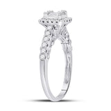 14kt White Gold Womens Baguette Diamond Square Cluster Ring 5/8 Cttw