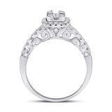 14kt White Gold Womens Baguette Diamond Square Cluster Ring 5/8 Cttw