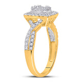 14kt Yellow Gold Womens Baguette Diamond Square Ring 5/8 Cttw