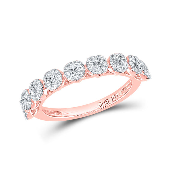 14kt Rose Gold Womens Round Diamond Band Ring 5/8 Cttw