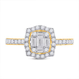 14kt Yellow Gold Womens Baguette Diamond Cluster Ring 5/8 Cttw