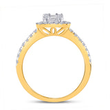 14kt Yellow Gold Womens Baguette Diamond Cluster Ring 5/8 Cttw