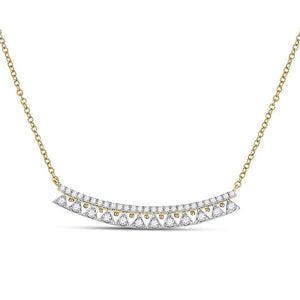 14kt Yellow Gold Womens Round Diamond Curved Bar Necklace 1/2 Cttw