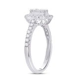14kt White Gold Womens Baguette Diamond Cluster Ring 5/8 Cttw
