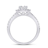 14kt White Gold Womens Baguette Diamond Cluster Ring 5/8 Cttw