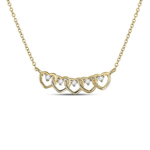 14kt Yellow Gold Womens Round Diamond Heart Necklace 1/20 Cttw