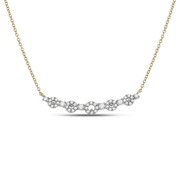 14kt Yellow Gold Womens Round Diamond Circle Bar Necklace 1/3 Cttw