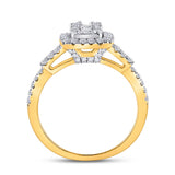 14kt Yellow Gold Womens Baguette Diamond Square Ring 3/4 Cttw