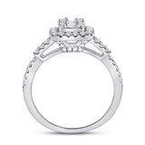 14kt White Gold Womens Baguette Diamond Square Ring 3/4 Cttw