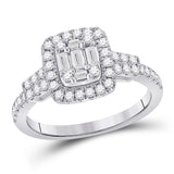 14kt White Gold Womens Baguette Diamond Square Ring 3/4 Cttw