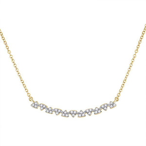 14kt Yellow Gold Womens Round Diamond Curved Bar Necklace 1/6 Cttw