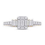 14kt Yellow Gold Womens Baguette Diamond Cluster Ring 5/8 Cttw