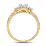 14kt Yellow Gold Womens Baguette Diamond Cluster Ring 5/8 Cttw