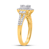 14kt Yellow Gold Womens Baguette Diamond Square Cluster Ring 3/4 Cttw