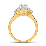 14kt Yellow Gold Womens Baguette Diamond Square Cluster Ring 3/4 Cttw