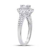 14kt White Gold Womens Baguette Diamond Square Cluster Ring 3/4 Cttw