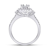 14kt White Gold Womens Baguette Diamond Square Cluster Ring 3/4 Cttw