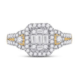 14kt Yellow Gold Womens Baguette Diamond Cluster Ring 3/4 Cttw