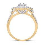 14kt Yellow Gold Womens Baguette Diamond Cluster Ring 3/4 Cttw