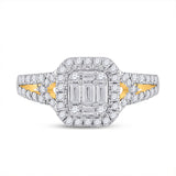 14kt Yellow Gold Womens Baguette Diamond Square Ring 3/4 Cttw