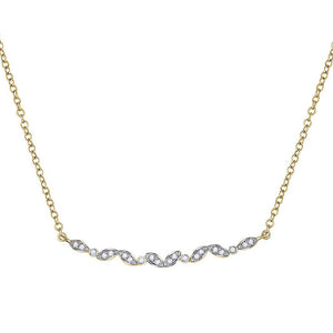 14kt Yellow Gold Womens Round Diamond Bar Necklace 1/10 Cttw