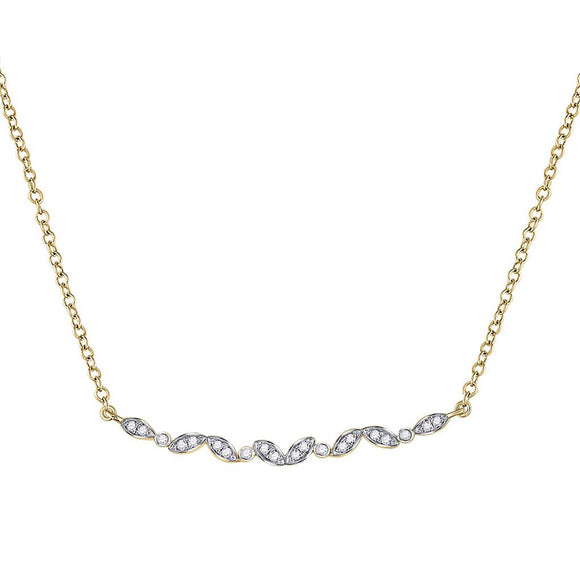 14kt Yellow Gold Womens Round Diamond Bar Necklace 1/10 Cttw