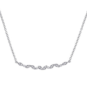 14kt White Gold Womens Round Diamond Bar Necklace 1/10 Cttw