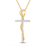 14kt Yellow Gold Womens Round Diamond Cross Pendant 1/2 Cttw