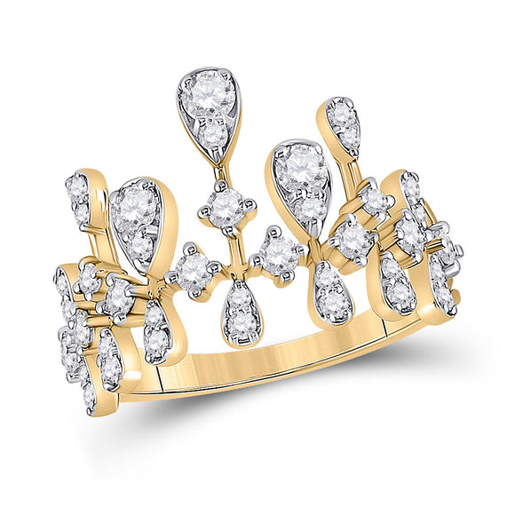 14kt Yellow Gold Womens Round Diamond Fashion Ring 7/8 Cttw