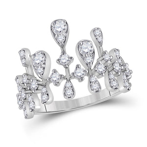 14kt White Gold Womens Round Diamond Fashion Ring 7/8 Cttw