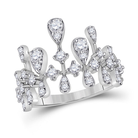 14kt White Gold Womens Round Diamond Fashion Ring 7/8 Cttw