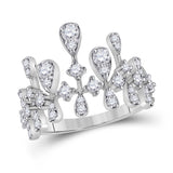 14kt White Gold Womens Round Diamond Fashion Ring 7/8 Cttw