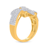 14kt Yellow Gold Womens Baguette Diamond Bypass Cluster Fashion Ring 1-1/3 Cttw