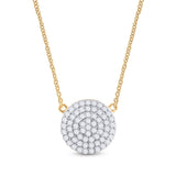 10kt Yellow Gold Womens Round Diamond Circle Cluster Necklace 3/4 Cttw