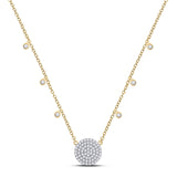 10kt Yellow Gold Womens Round Diamond Circle Cluster Necklace 3/4 Cttw