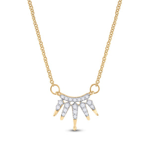 10kt Yellow Gold Womens Round Diamond Fashion Necklace 1/6 Cttw