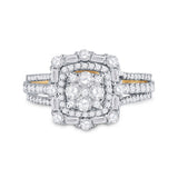 14kt Yellow Gold Womens Round Diamond Cluster Ring 1 Cttw