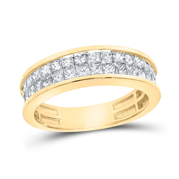 14kt Yellow Gold Womens Princess Diamond Band Ring 1-1/4 Cttw