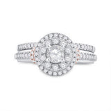 14kt Two-tone Gold Round Diamond Bridal Wedding Ring Band Set 1 Cttw