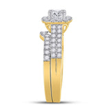 14kt Yellow Gold His Hers Round Diamond Solitaire Matching Wedding Set 1-3/4 Cttw