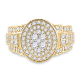 14kt Yellow Gold Mens Round Diamond Oval Ring 2-3/4 Cttw