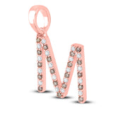 10kt Rose Gold Womens Round Brown Diamond Initial M Letter Pendant 1/3 Cttw