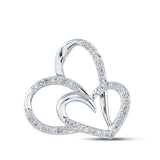 10kt White Gold Womens Round Diamond Heart Pendant 1/6 Cttw