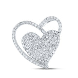10kt White Gold Womens Round Diamond Heart Pendant 3/8 Cttw