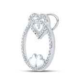 10kt White Gold Womens Round Diamond Circle Heart Pendant 1/5 Cttw