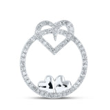 10kt White Gold Womens Round Diamond Circle Heart Pendant 1/5 Cttw