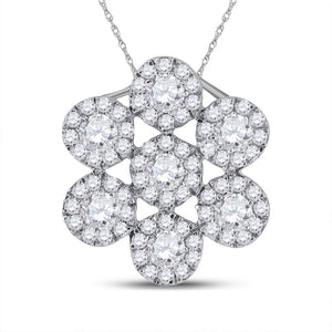 10kt White Gold Womens Round Diamond Fashion Pendant 1/2 Cttw